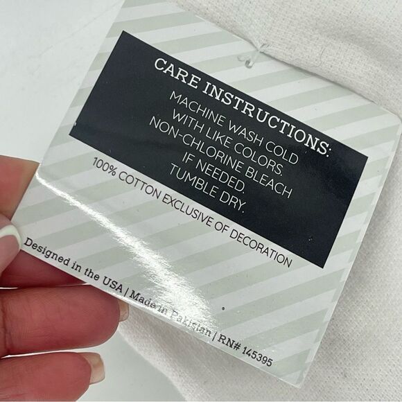 COFFEE BREAK Embroidered Cotton Black White Kitchen Towels, Set of 2, 16” x 28” - Picture 7 of 9